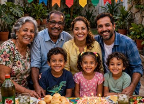 Família reunida representando o retorno à vida no Eu no Mundo